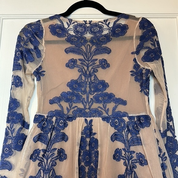“For Love and Lemons” embroidered floral dress with mesh sheer sleeves - Picture 4 of 15
